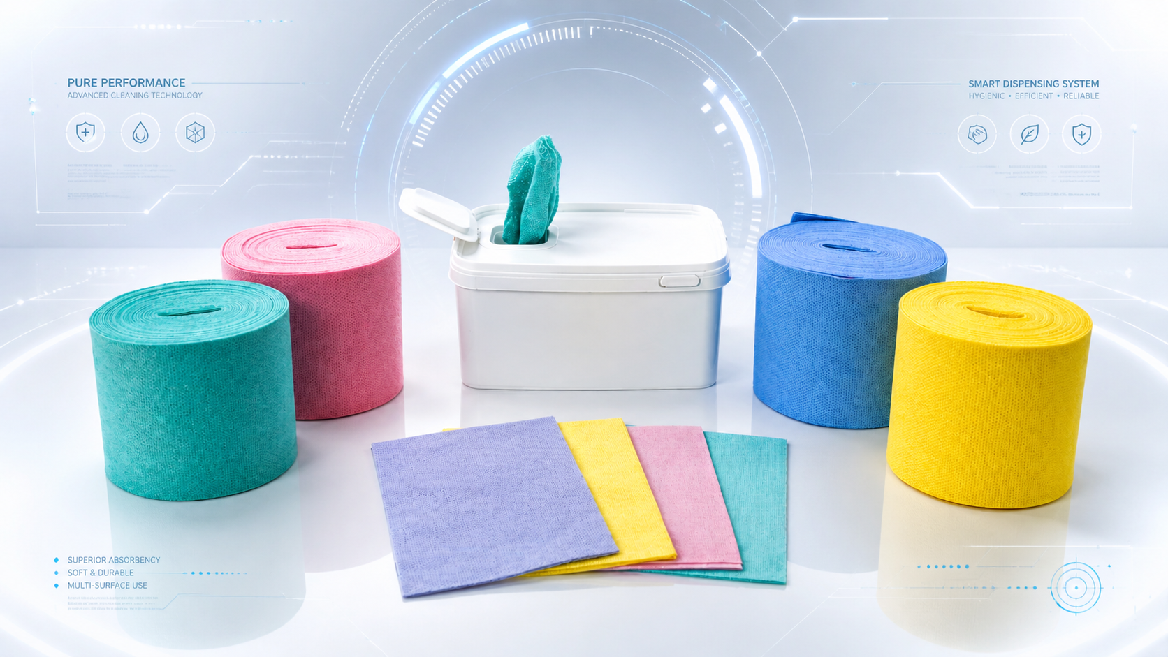 MULTICOLOR Line – farbcodierte Einweg-Desinfektionstextilien